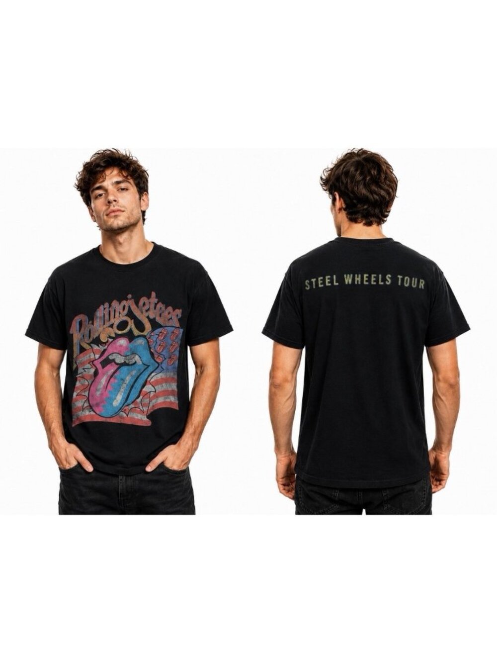 The Rolling Stones T Shirt Flag Tongue new Unisex Black 2020 Steel Wheels Tour